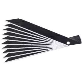   FORTUM Ersatzklinge 10 Stk., schwarz, dreifache Schneide; 9×100×0,7mm, SK2 Stahl, HRC > 67, Laser-Schliff