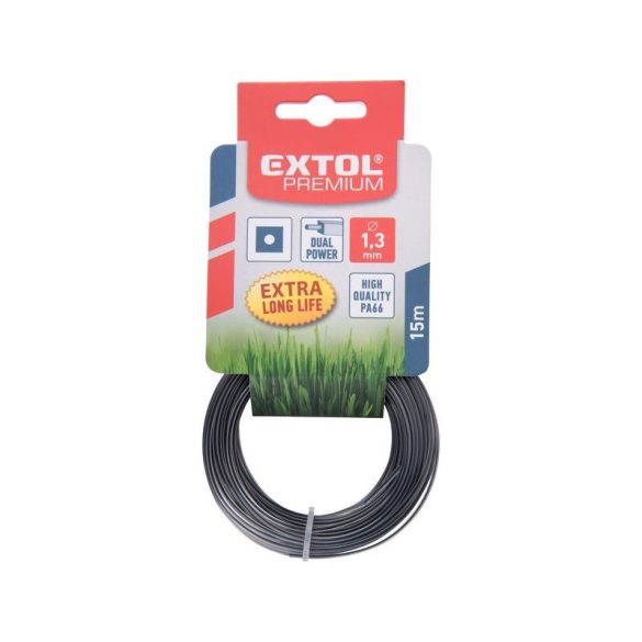 EXTOL PREMIUM Trimmerfaden für Rasentrimmer 1,6 mm, quadratischer Querschnitt, schwarz, 15 m
