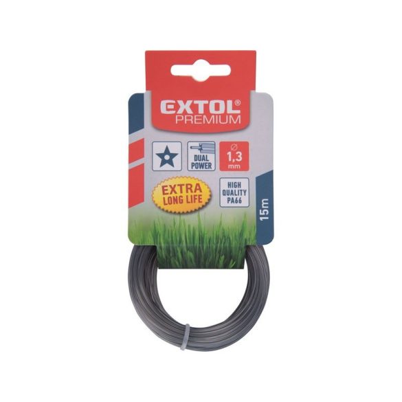 EXTOL PREMIUM Fadenschnur für Rasentrimmer 3,0 mm, sternförmig, schwarzer Kern/Dual Power, 15 m