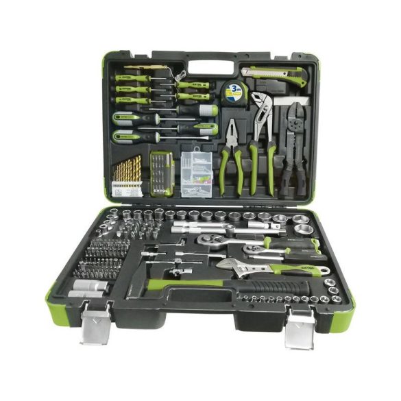 EXTOL CRAFT Werkzeugset, CV, Ratsche 45 Zähne; 1/4" und 1/2", 303 Teile, Kunststoffkoffer