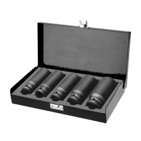 FORTUM Maschinen-Impact-Steckschlüsselsatz 1/2", 5-tlg., 17-19-21-24-27mm × 79mm; geschwärzt, in Kunststoffhalter FORTUM