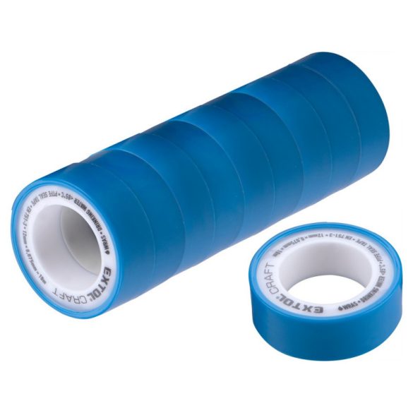 EXTOL CRAFT Dichtungsband-Set, Teflon, 10 Stk., (PTFE), 0,075×12mm×10m, EN 751-3, WRAS, für Trinkwasser