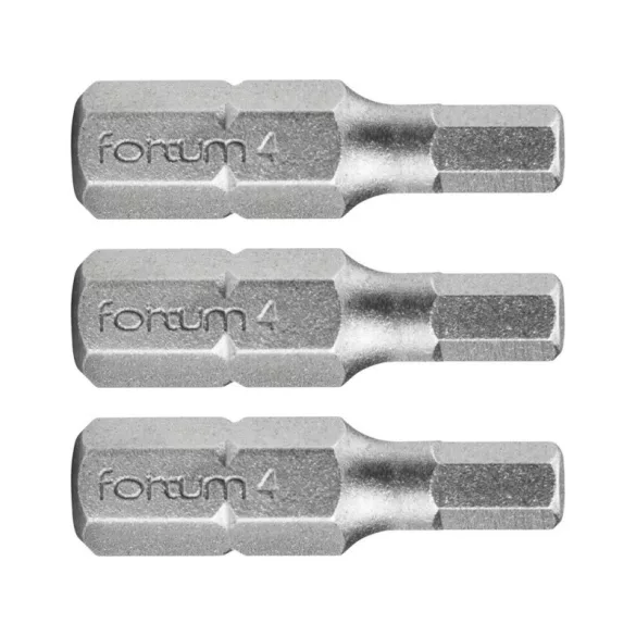 FORTUM Schraubendrehereinsätze HEX, 3 Stk., S2 Stahl; H 4×25mm, auf Blisterkarte