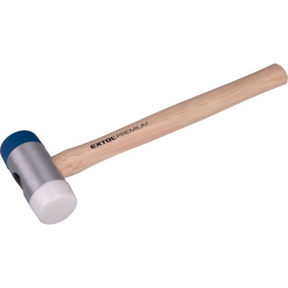 EXTOL PREMIUM Gummihammer (Montagehammer) mit Holzgriff, austauschbare Gummiköpfe; 40 mm, 32 cm