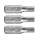 FORTUM Schraubendrehereinsätze HEX, 3 Stk., S2 Stahl; H 3×25mm, auf Blisterkarte