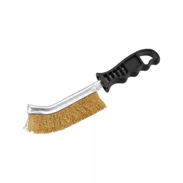 EXTOL CRAFT Drahtbürste gebogen, Kunststoffgriff; Kupfer, 24cm, 30mm Borstenlänge