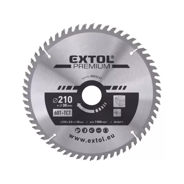 EXTOL PREMIUM Kreissägeblatt, Hartmetall, 160×30mm (Lochdurchmesser), T24; 2,8mm Schnittbreite, max. 9000 U/min