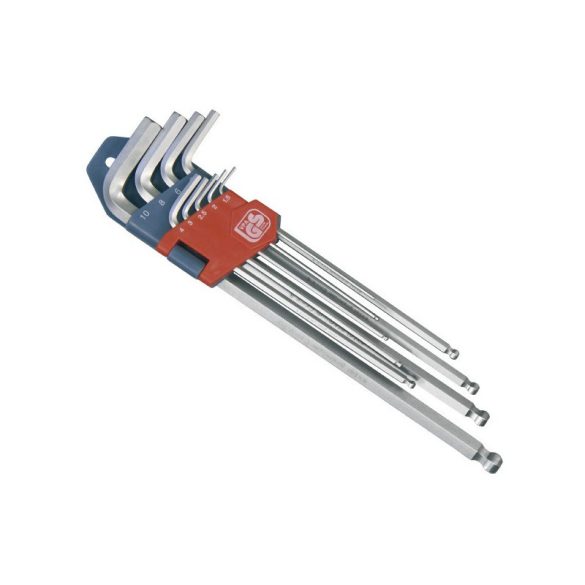 EXTOL PREMIUM Inbusschlüssel-Set, 9-teilig, extra lang; Kugelkopf, 9 Stk. 1,5-10mm, CV., 95-237mm