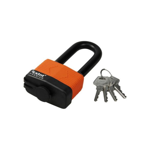 EXTOL PREMIUM Vorhängeschloss, laminiert, wasserdicht, langer Bügel, 4 Schlüssel; 40mm, Bügeldurchmesser: 8/12mm