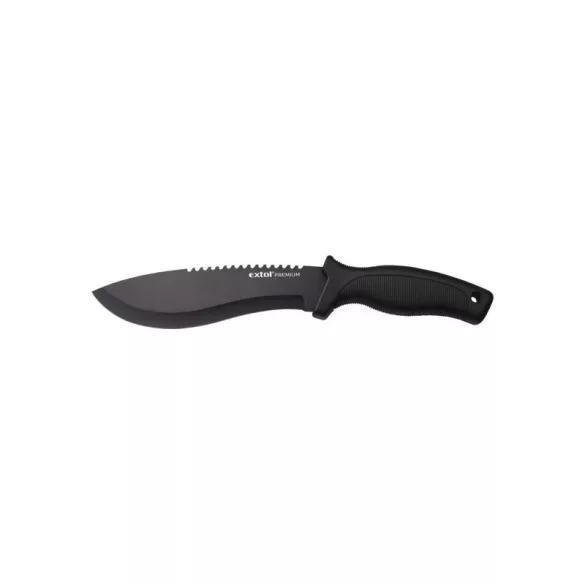 EXTOL PREMIUM vadász- és túrakés, 2CR13 rozsdamentes acél penge, műanyag nyél, nylon tok, teljes/penge hossz: 290mm/170mm