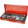 EXTOL PREMIUM Steckschlüsselsatz, CV, Ratsche 45 Zähne; 1/4" und 1/2", 65 Teile, Stecknüsse (4-32mm), Bits, Metallbox