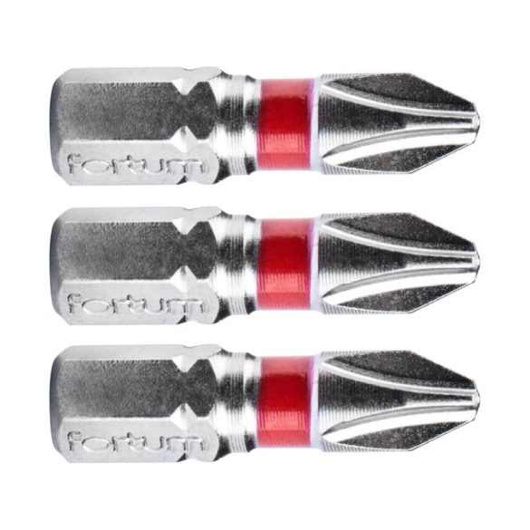 FORTUM Schraubendrehereinsätze PH, 3 Stk., S2 Stahl; PH 2×25mm, auf Blisterkarte