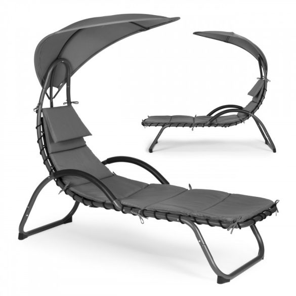 Gartenliege mit großem ovalem Sonnenschirm ModernHome - komfortable Entspannung im Garten, Sonnenschutz, modernes Design.