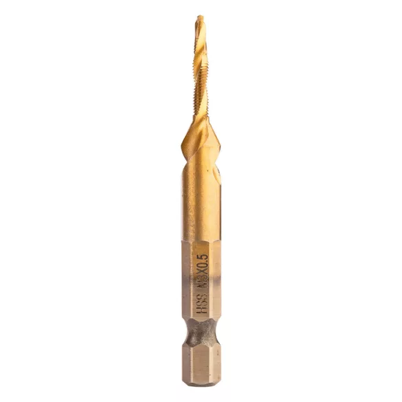 NEO TOOLS Maschinengewindebohrer, 2-in-1 mit Vorbohrschneide, HSS-Titan, M3X0,5mm, Sechskantschaft 08-949