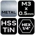 NEO TOOLS Maschinengewindebohrer, 2-in-1 mit Vorbohrschneide, HSS-Titan, M3X0,5mm, Sechskantschaft 08-949