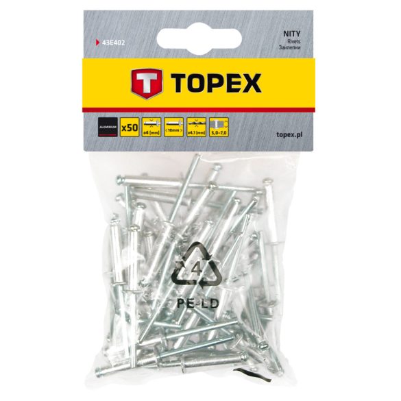 TOPEX Blindniete 4.0X10, 50 Stk. 43E402