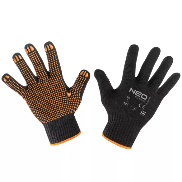 NEO TOOLS Arbeitshandschuhe, latexbeschichtete Baumwolle mit Polyester, rutschfeste Noppen, 2143X, 10" 97-620-10