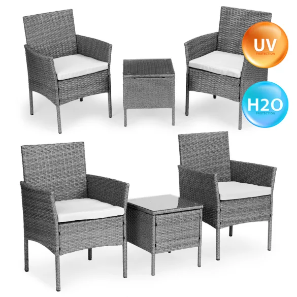 Rattan-Effekt Gartenmöbel-Set – Tisch und Stühle, grau, MultiGarden