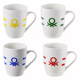   Bennetton 2-teiliges Porzellanbecher-Set, Rainbow Kollektion (Weiß)