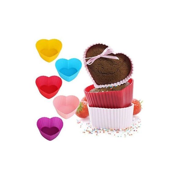 12-teiliges buntes Silikon-Muffinbackform - Herzform