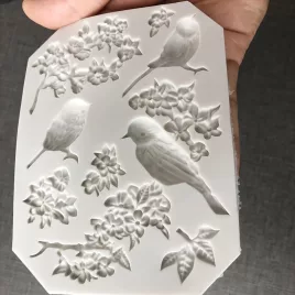 Silikonvogel und blühender Ast Fondantform