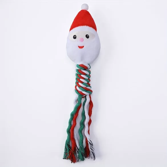 Weihnachtliches Zahnreinigungsspielzeug mit geflochtenem Knoten für Haustiere
