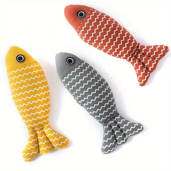 3 Stk. Plüsch Fisch Spielzeug für Katzen
