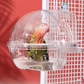 Transparente Kunststoff-Vogelbadewanne mit Hakenbefestigung