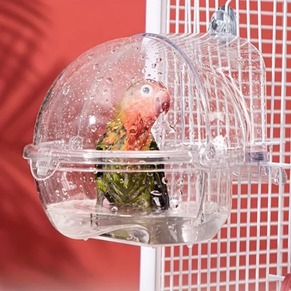 Transparente Kunststoff-Vogelbadewanne mit Hakenbefestigung