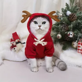 Niedlicher Weihnachtshirsch-Design Haustierpullover