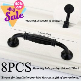 8 Stück schwarze Metall Schrankgriffe
