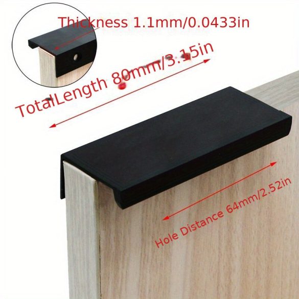 4 Stück Verborgener Metallgriff für Schränke, aus Edelstahl