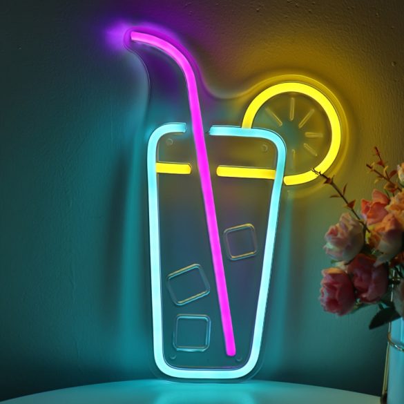 Lebendiges Zitrone & Eiswürfel LED Neon Schild