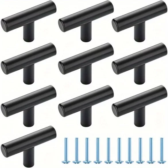 10 Stück Elegante Schwarze Aluminium Schrankgriffe