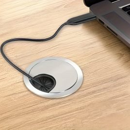 Premium Silberfarbene Kabelbox für den Tisch