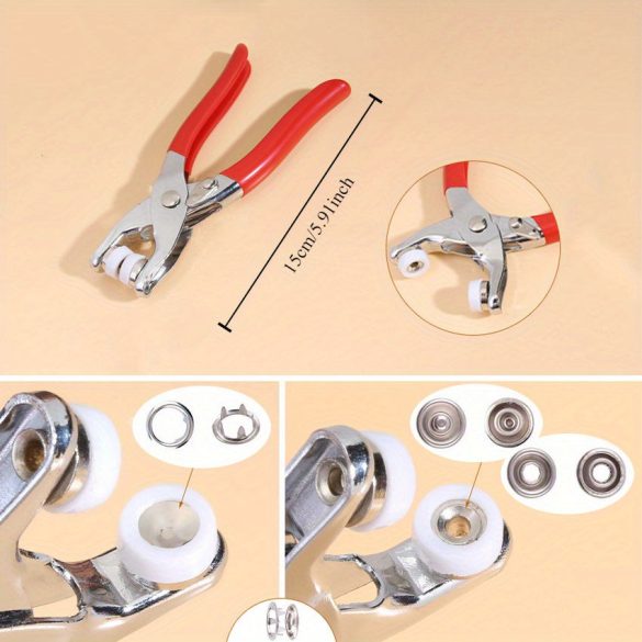 50er Set Metall-Druckknöpfe mit Handzange