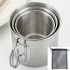 500 ml langlebiger und tragbarer Edelstahl-Campingbecher mit Karabinerhaken und klappbarem Griff