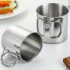 500 ml langlebiger und tragbarer Edelstahl-Campingbecher mit Karabinerhaken und klappbarem Griff