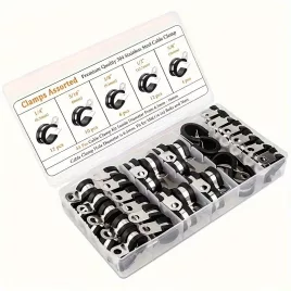 44-teiliges Set aus Edelstahl-Kabelklemmen mit Gummigriff