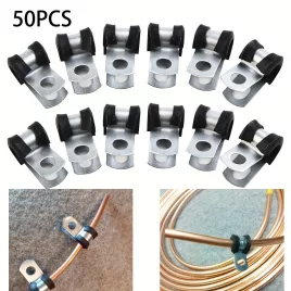 50 Stück Edelstahl-Bremsschlauchschellen mit Gummifutter