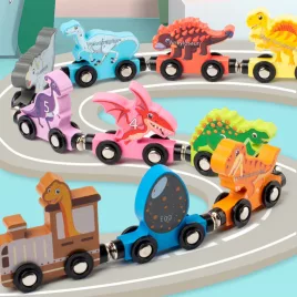 Interaktives Holz-Dinosaurier-Zug-Set für Kinder