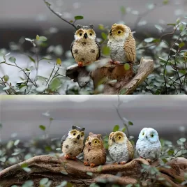 Miniatur Harz-Eulen-Dekorationsset
