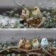 Miniatur Harz-Eulen-Dekorationsset