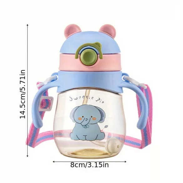 Niedlicher Cartoon-Wasserflasche mit Strohhalm 300 ML