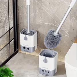 Wandmontierte WC-Bürste mit langem Griff und Halter