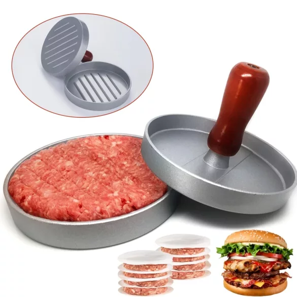 Grauer Metall-Burgerpresse
