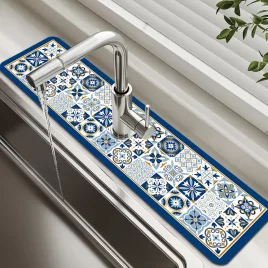   Tisch-Geschirrabtropfmatte, Fliesenmuster Polyester saugfähige Matte