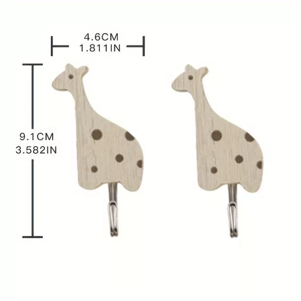 2 Stück Selbstklebender Holz Tiermuster Haken