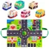 6 Stk. Weiche Spielzeugautos mit Spielmatte und Aufbewahrungsbeutel