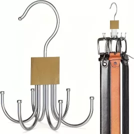   Eleganter multifunktionaler Gürtelhalter aus Holz mit großer Kapazität